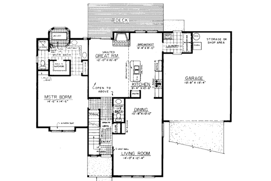 Floor Plan - Main Floor for Traditional House Plan #303-106 - 3 bed, 2.5 bath