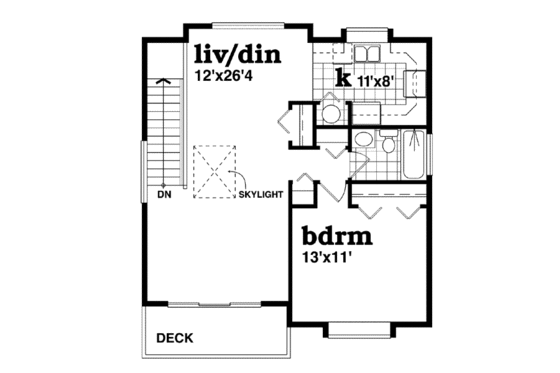 Floor Plan - Upper Floor for Country House Plan #47-516 - 1 bed, 1 bath