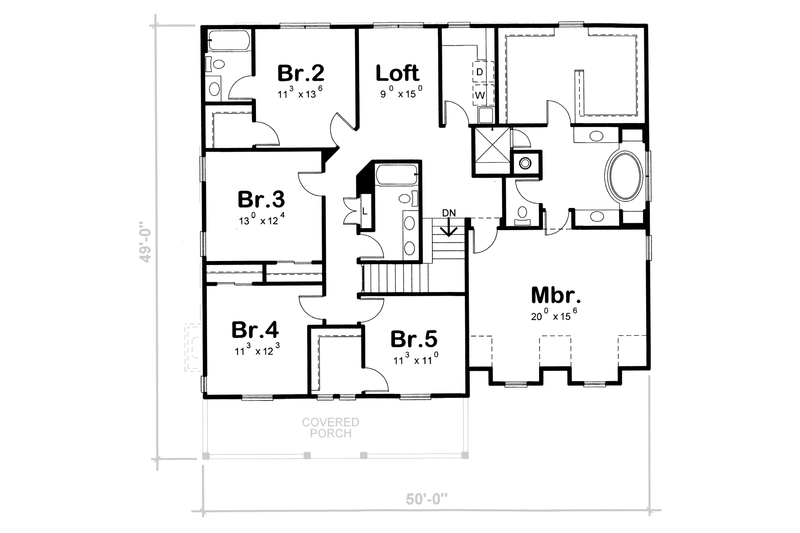 Home Plan - Floor Plan - Upper Floor for Farmhouse House Plan #20-2600 - 5 bed, 3.5 bath