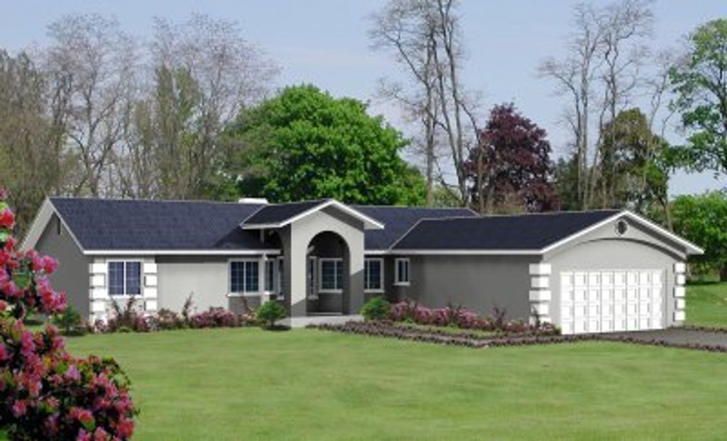 Exterior - Front Elevation 2 for Adobe / Southwestern House Plan #1-598 - 4 bed, 2 bath