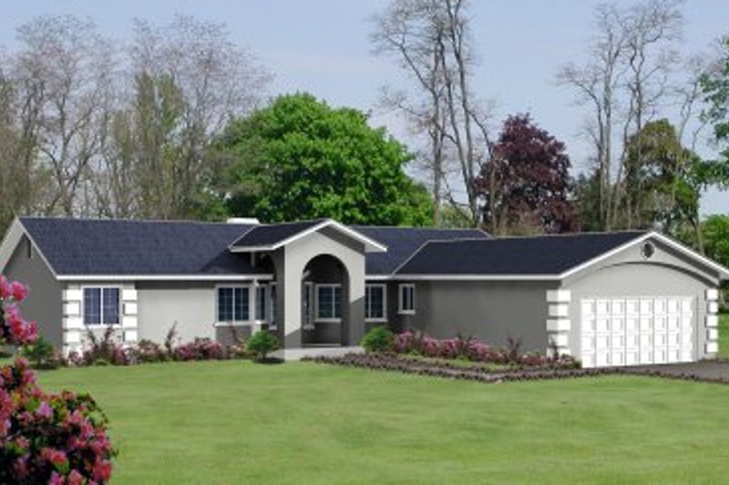 Exterior - Front Elevation 2 for Adobe / Southwestern House Plan #1-598 - 4 bed, 2 bath