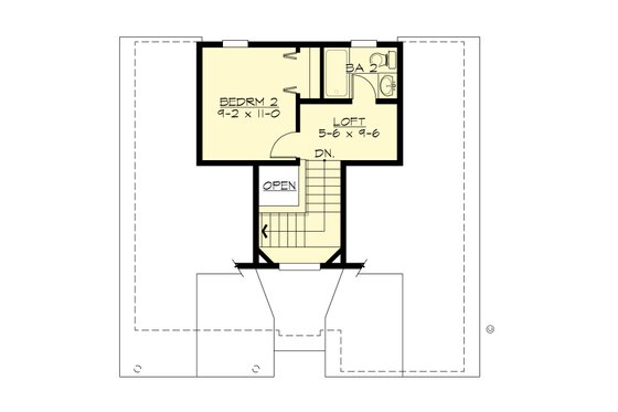 Floor Plan - Upper Floor for Traditional House Plan #132-220 - 2 bed, 2 bath