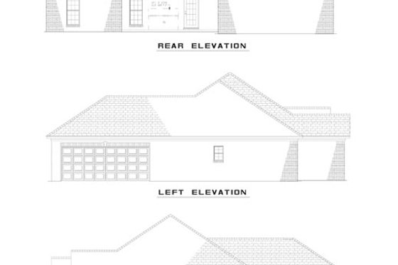 Exterior - Rear Elevation for Traditional House Plan #17-1110 - 4 bed, 2 bath