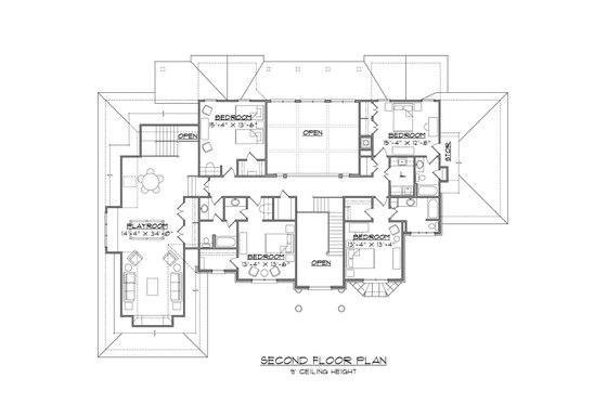 Floor Plan - Upper Floor for Traditional House Plan #1054-57 - 5 bed, 4.5 bath
