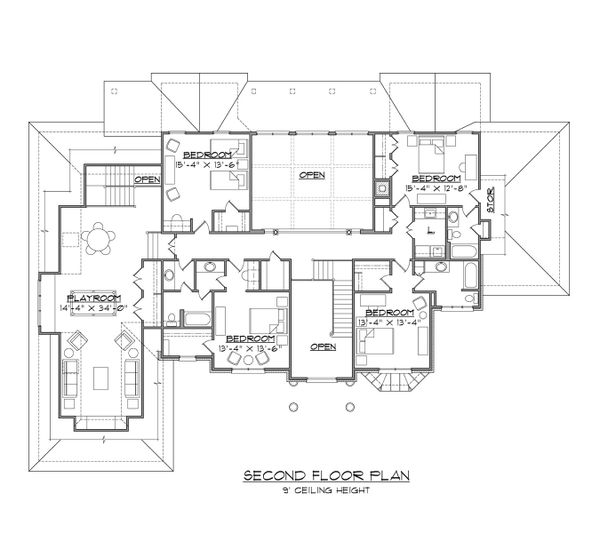 Dream House Plan - Traditional Floor Plan - Upper Floor Plan #1054-57
