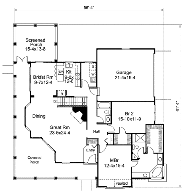 Architectural House Design - Farmhouse Floor Plan - Main Floor Plan #57-377
