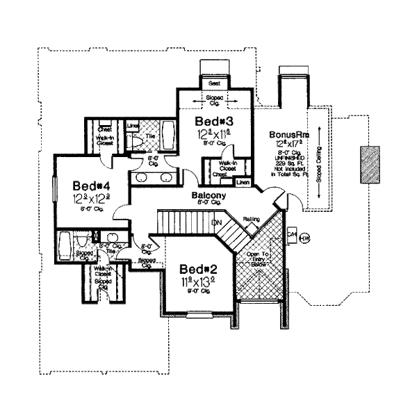 House Plan Design - European Floor Plan - Upper Floor Plan #310-862