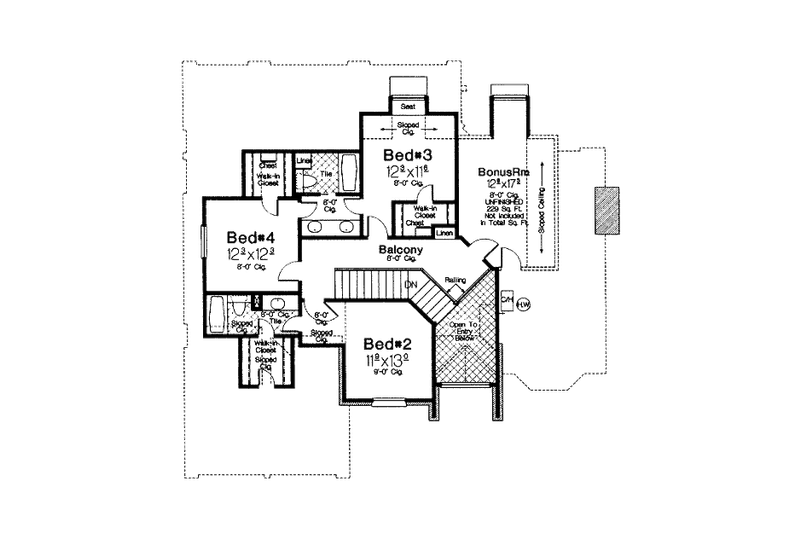 Dream House Plan - Floor Plan - Upper Floor for European House Plan #310-862 - 4 bed, 3.5 bath