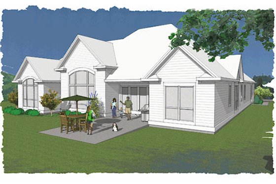 Exterior - Rear Elevation for European House Plan #48-475 - 3 bed, 3.5 bath