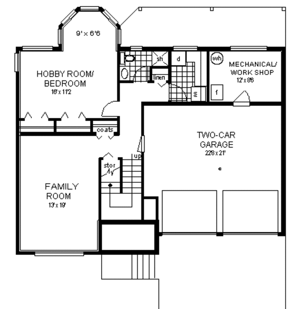 Architectural House Design - European Floor Plan - Lower Floor Plan #18-301