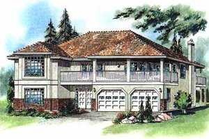 Mediterranean Exterior - Front Elevation Plan #18-251