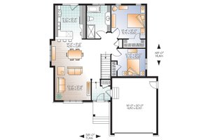 Floor Plan - Main Floor for Ranch House Plan #23-2621 - 2 bed, 1 bath