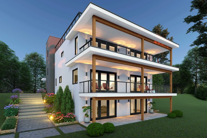 House Blueprint - Exterior - Rear Elevation for Contemporary House Plan #932-1401 - 4 bed, 5 bath
