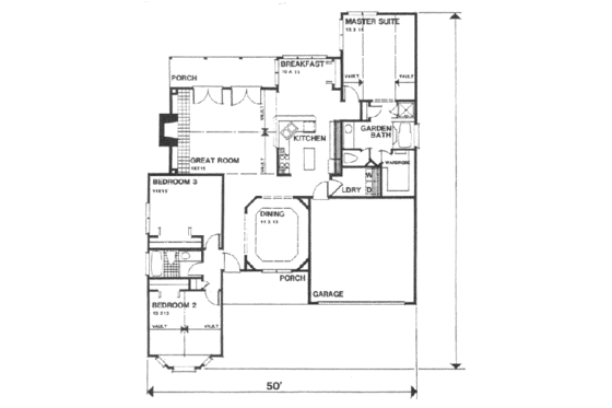 Floor Plan - Main Floor for Traditional House Plan #30-161 - 3 bed, 2 bath
