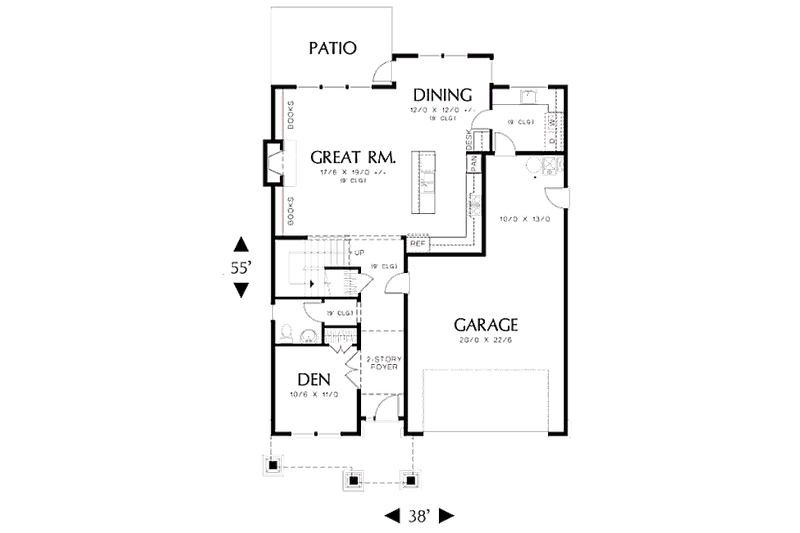Home Plan - Floor Plan - Main Floor for Craftsman House Plan #48-514 - 3 bed, 2.5 bath
