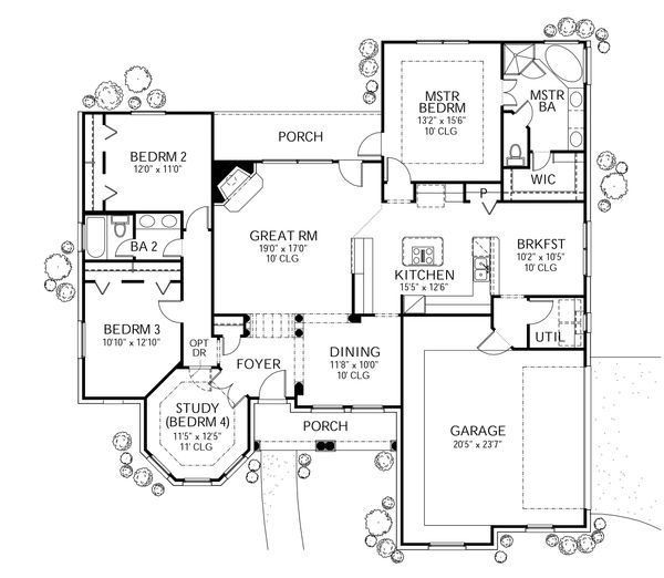 Home Plan - Traditional Floor Plan - Main Floor Plan #80-114