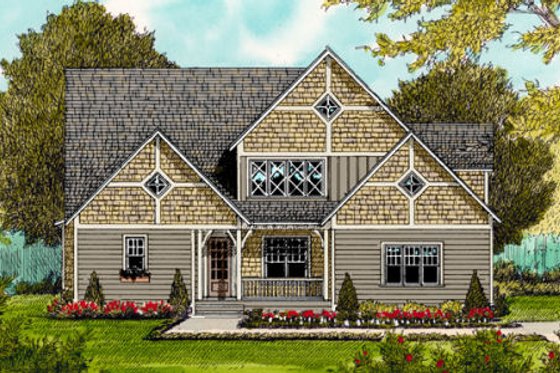 Exterior - Front Elevation for Craftsman House Plan #413-838 - 4 bed, 3.5 bath