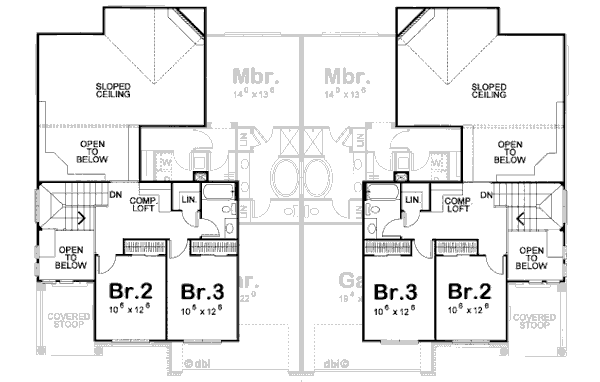 Floor Plan - Upper Floor for Traditional House Plan #20-1276 - 3 bed, 3 bath