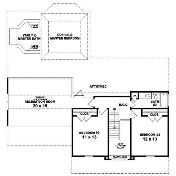 Colonial Floor Plan - Upper Floor Plan #81-743