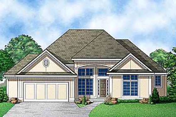 Exterior - Front Elevation for European House Plan #67-321 - 4 bed, 4 bath