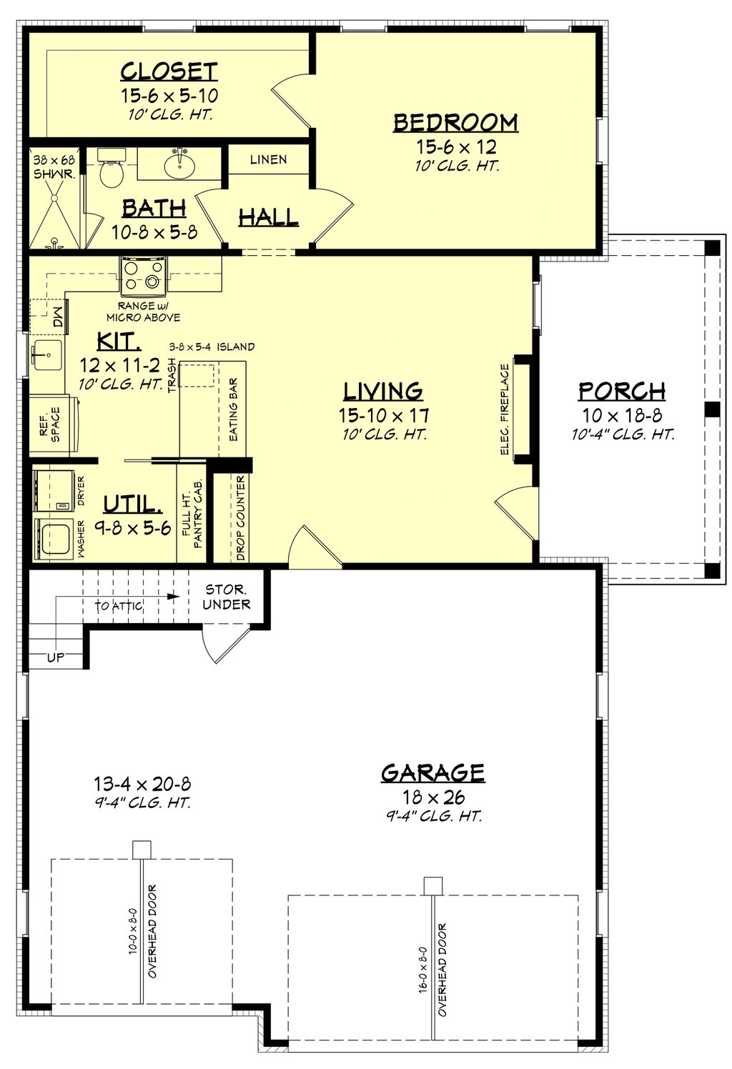 Floor Plan - Main Floor for Country House Plan #430-447 - 1 bed, 1 bath