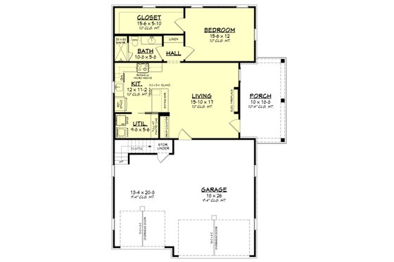 Floor Plan - Main Floor for Country House Plan #430-447 - 1 bed, 1 bath