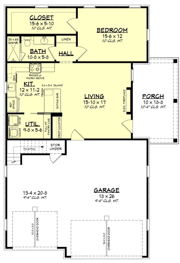 Dream House Plan - Floor Plan - Main Floor for Country House Plan #430-447 - 1 bed, 1 bath