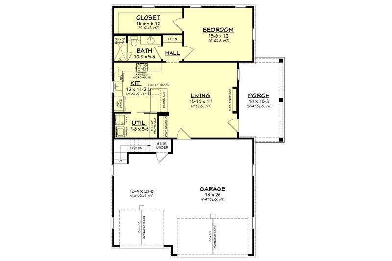 Dream House Plan - Floor Plan - Main Floor for Country House Plan #430-447 - 1 bed, 1 bath