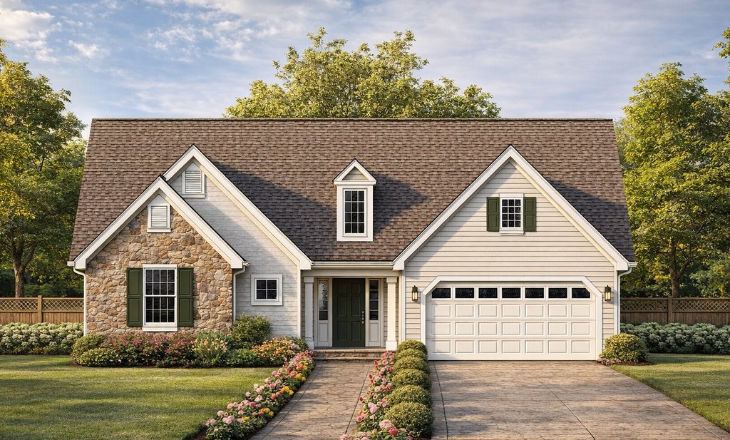 Exterior - Front Elevation 2 for Ranch House Plan #1053-11 - 3 bed, 2 bath