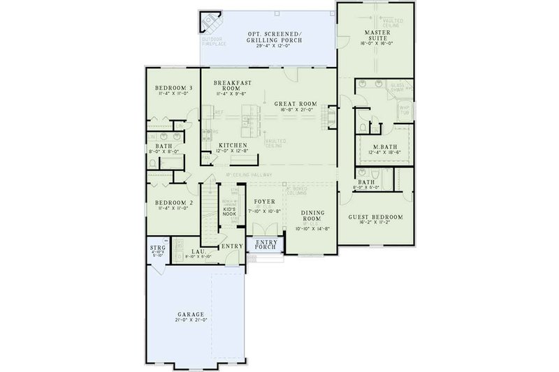 Architectural House Design - Floor Plan - Main Floor for European House Plan #17-3466 - 4 bed, 3 bath