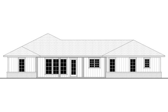 Exterior - Rear Elevation for Ranch House Plan #430-211 - 3 bed, 2.5 bath