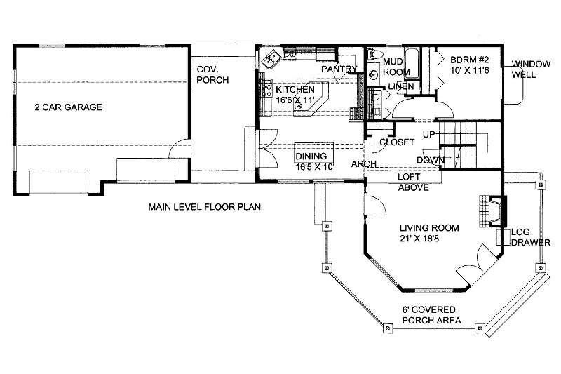 Home Plan - Floor Plan - Main Floor for Cabin House Plan #117-793 - 2 bed, 2 bath
