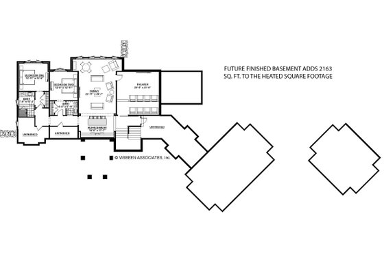 Floor Plan - Lower Floor for Traditional House Plan #928-329 - 4 bed, 3.5 bath