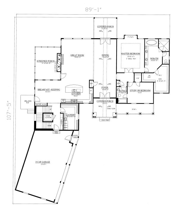 Dream House Plan - Craftsman Floor Plan - Main Floor Plan #437-102
