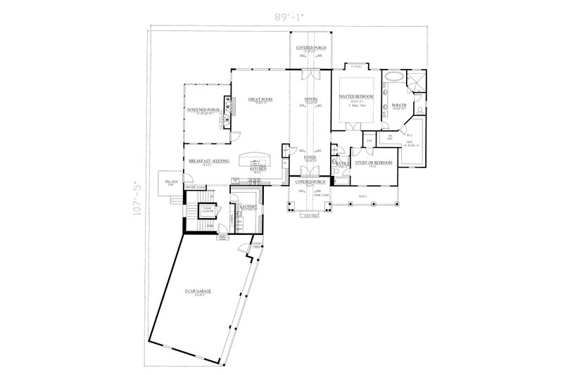 House Blueprint - Floor Plan - Main Floor for Craftsman House Plan #437-102 - 4 bed, 3 bath
