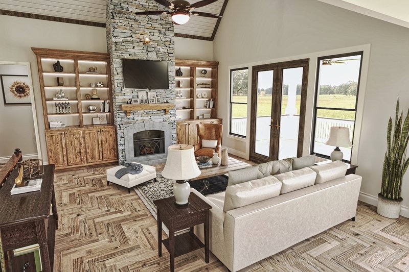 House Blueprint - Interior - Family Room 1 for Cottage House Plan #54-596 - 3 bed, 2 bath