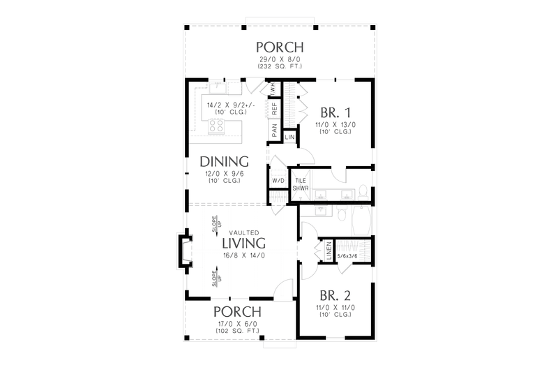 Dream House Plan - Floor Plan - Main Floor for Cottage House Plan #48-1122 - 2 bed, 2 bath