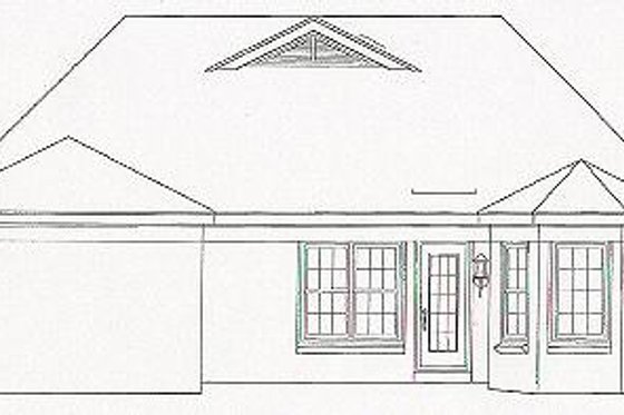 Exterior - Rear Elevation for European House Plan #81-197 - 3 bed, 2 bath