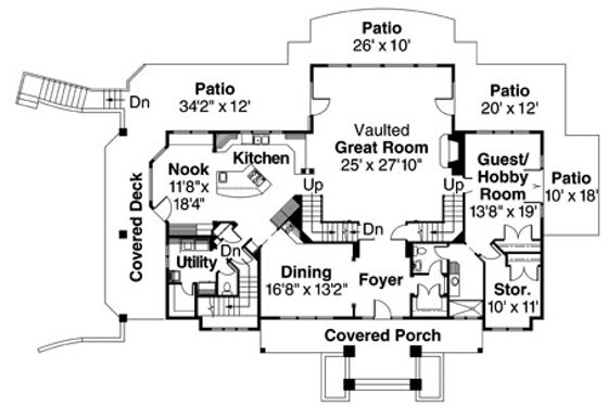 Floor Plan - Main Floor 1 for Craftsman House Plan #124-516 - 4 bed, 4.5 bath