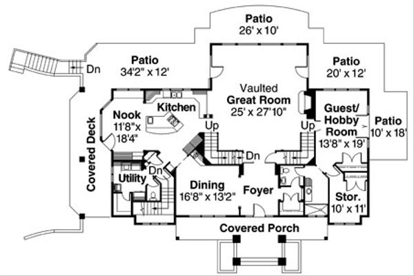 House Blueprint - Craftsman Floor Plan - Main Floor Plan #124-516
