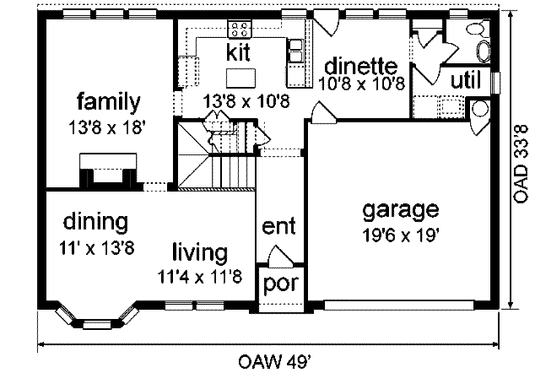 Floor Plan - Main Floor for Traditional House Plan #84-147 - 4 bed, 2.5 bath