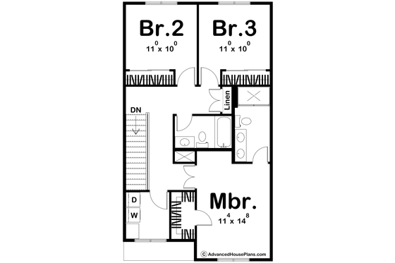 Floor Plan - Upper Floor for Farmhouse House Plan #455-236 - 3 bed, 2.5 bath