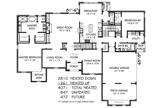 Floor Plan - Main Floor for European House Plan #424-218 - 4 bed, 4.5 bath