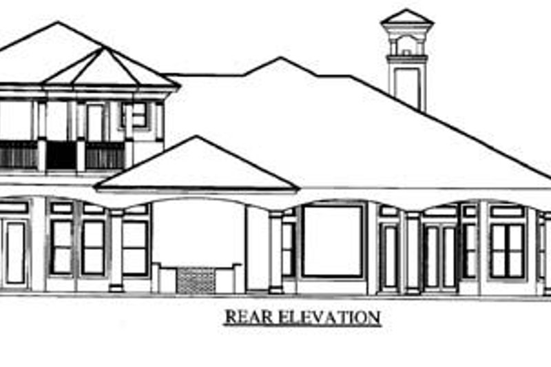 House Blueprint - Exterior - Rear Elevation for Mediterranean House Plan #27-212 - 3 bed, 3.5 bath