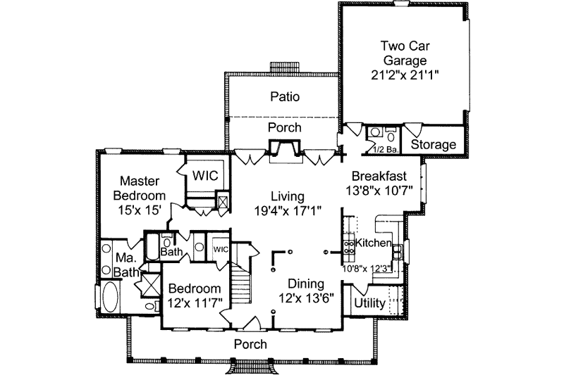 Home Plan - Floor Plan - Main Floor for Southern House Plan #37-110 - 4 bed, 4 bath