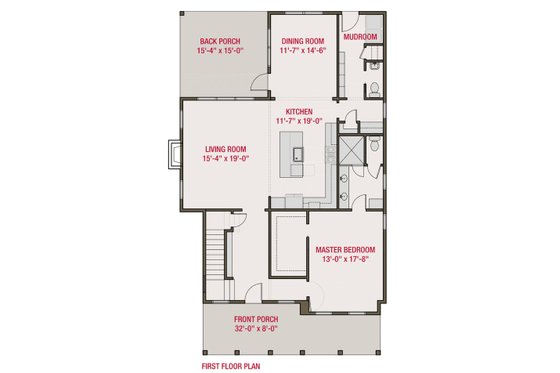Floor Plan - Main Floor for Farmhouse House Plan #461-74 - 4 bed, 2.5 bath