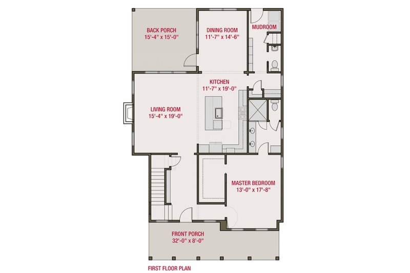 Home Plan - Floor Plan - Main Floor for Farmhouse House Plan #461-74 - 4 bed, 2.5 bath