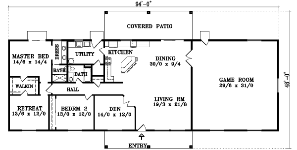 Adobe / Southwestern Floor Plan - Main Floor Plan #1-1408