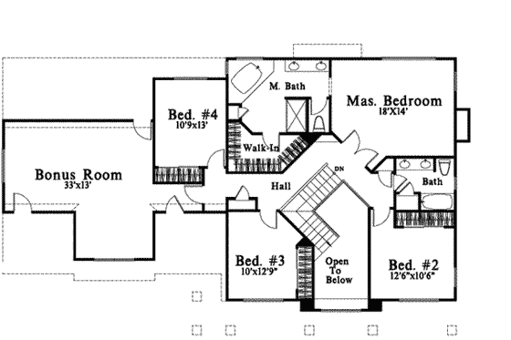 Floor Plan - Upper Floor for Traditional House Plan #78-206 - 4 bed, 3 bath