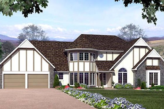 Exterior - Front Elevation for European House Plan #312-222 - 3 bed, 2.5 bath